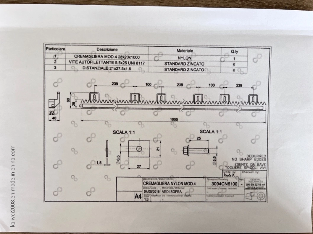 CNC M4 9*30*500 Sliding Gate Gear Rack