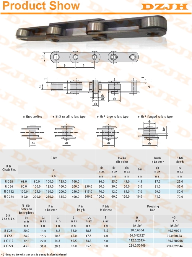 Hollow Pin Chain for Metric Conveyor Chain with British Standard